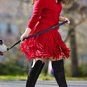 RED FRINGE SKIRT SZ 14 “Host Pick”